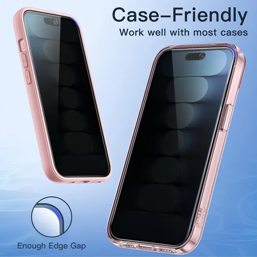 Miniatura 8 de JETech Protector de pantalla de privacidad para iPhone 15 de 6.1 pulgadas, película de vidrio templado anti espía con herramienta de fácil