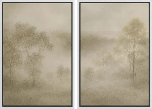 Miniatura 110 de SIGNWIN Lienzo enmarcado para pared, juego de arte con anillos de árbol de bosque grunge en blanco y negro, ilustraciones de naturaleza silvestre