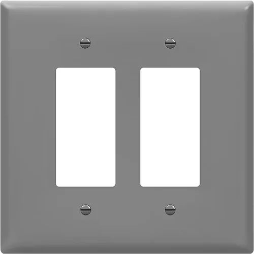 Miniatura 25 de ENERLITES - Cubierta decorativa de interruptor doble, placa de pared de dos salidas, 2 bandas de gran tamaño, 5.50 x 5.50 pulgadas, termoplástico