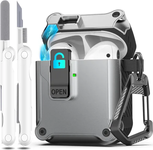 Miniatura 125 de R-fun - Funda para audífonos compatible con AirPods de 4.ª generación 2024, cubierta protectora de expulsión automática a prueba de caídas, puerto