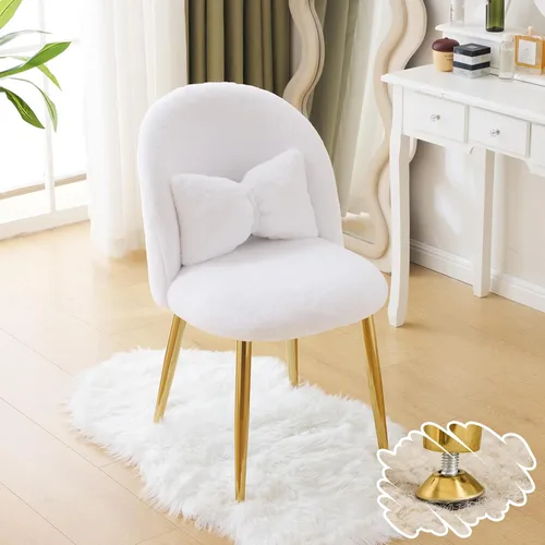 Miniatura 17 de VINGLI Silla de Maquillaje de Pétalo con Respaldo, Silla de Escritorio Linda para Niñas Sin Ruedas, Silla de Comedor Moderna, Pequeña Silla