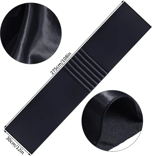Miniatura 3 de Paquete de 12 caminos de mesa de satén de 12 x 108 pulgadas de largo para Navidad, fiestas de cumpleaños, banquetes, graduaciones, compromisos Negro