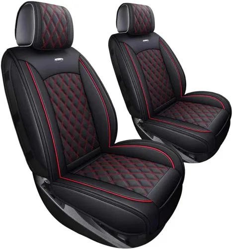 Miniatura 16 de Fundas de cuero para asiento delantero de automóvil, para Silverado Sierra Juego completo/Negro