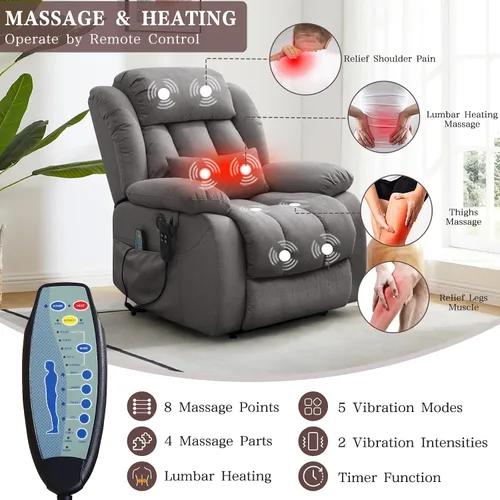 Miniatura 6 de Infinite Position Lay - Silla reclinable plana para adultos, silla elevadora eléctrica de doble motor para personas mayores con masaje