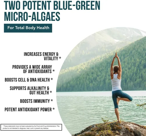 Miniatura 4 de Tabletas orgánicas de espirulina y clorella – 4 certificaciones orgánicas, crudas, no irradiadas – 50/50 mezcla de algas verdes azules – Contenido
