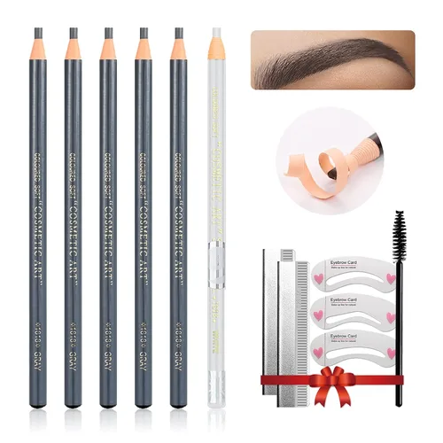 Miniatura 13 de Set de Lápiz de Cejas Impermeable, Lápiz de Cejas con Cordón de Tirar y Desmontable, Kit de Suministros de Microblading, Lápiz de Línea de Ojos