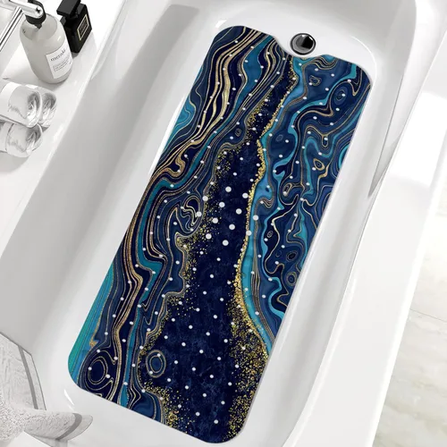 Miniatura 13 de Blcak - Tapete antideslizante para bañera de mármol dorado y blanco, tapete de baño antideslizante para ducha, tapete de ducha grande lavable