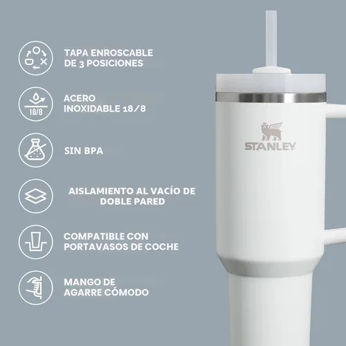 Miniatura 5 de STANLEY Quencher H2.0 - Vaso con asa y pajilla, tapa de 3 posiciones Flowstate de 14 onzas, compatible con portavasos para viajes, vaso de acero