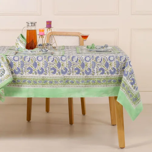 Miniatura 35 de Funda de mesa impresa a mano con diseño exquisito, tela de algodón premium, perfecta para comedor y decoración, mantel de mesa