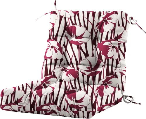 Miniatura 23 de BLISSWALK Cojines para sillas de exterior, 40 x 20 x 4 pulgadas, cojín de mimbre grueso con respaldo bajo y lazos para muebles de patio, floral