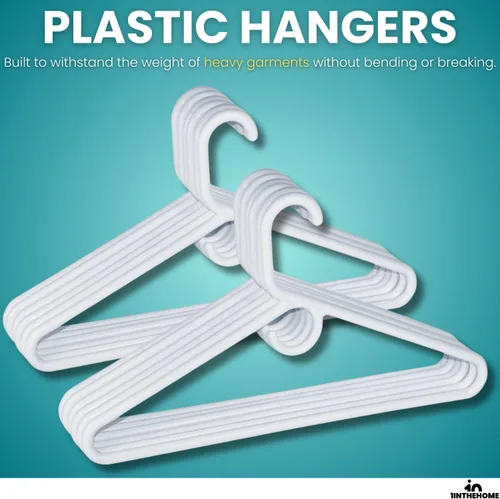 Miniatura 4 de Perchas blancas resistentes de plástico tubulares, juego de 24 (resistente)