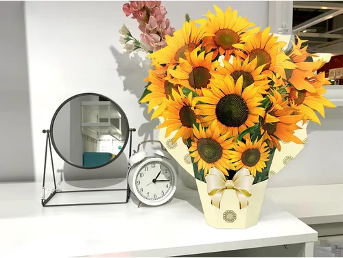 Miniatura 3 de Forever Flower Bouquet Tarjetas desplegables de papel, tarjetas de felicitación 3D con tarjeta de notas y sobre para familias para cumpleaños, día