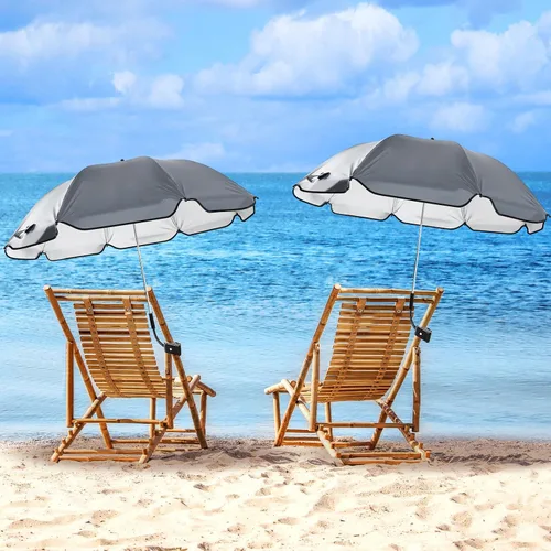 Miniatura 11 de Buryeah Paraguas automático para silla con abrazadera universal de 44 pulgadas, UPF 50+, abrazadera portátil en silla de playa, sombrilla ajustable