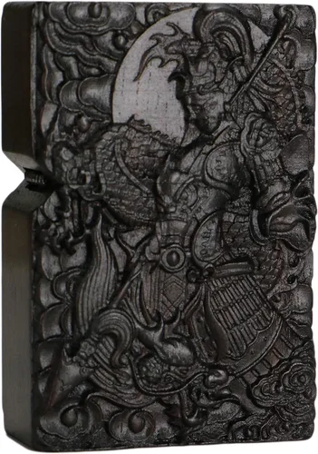 Miniatura 14 de Carcasa exterior tallada en madera negra de ébano natural para kit de inserción Zippo (Kwan Yin Goddess Dragon Phoenix)