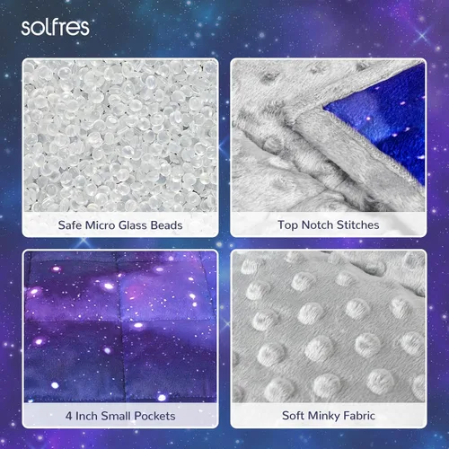 Miniatura 2 de Solfres Manta pesada de 5 libras, 36 x 48 pulgadas, manta pesada de impresión de 5 libras para niños y adolescentes, ultra suave y acogedora