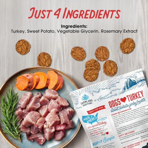 Miniatura 3 de Farmland Traditions Golosinas premium de pavo y batata sin relleno para perros, bolsa de 3 libras
