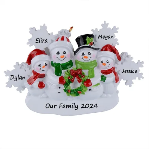 Miniatura 4 de Adornos personalizados de muñeco de nieve de Navidad, muñeco de nieve de 2024 familia de 2 con adorno de copos de nieve, adorno de pareja de muñeco
