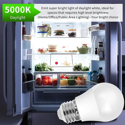 Miniatura 5 de Bombilla LED para refrigerador, equivalente a 40 W, bombilla LED A15 de 5 W, luz diurna 5000 K E26, base media, bombilla impermeable para Blanco luz