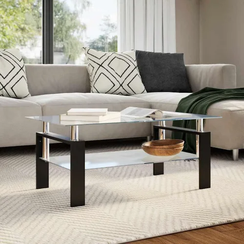 Miniatura 9 de Mesas de Centro para sala Juego de mesa de comedor negro y transparente de 37.4 x 21.7 x 15.7 pulgadas, vidrio templado, adecuado para dormitorios