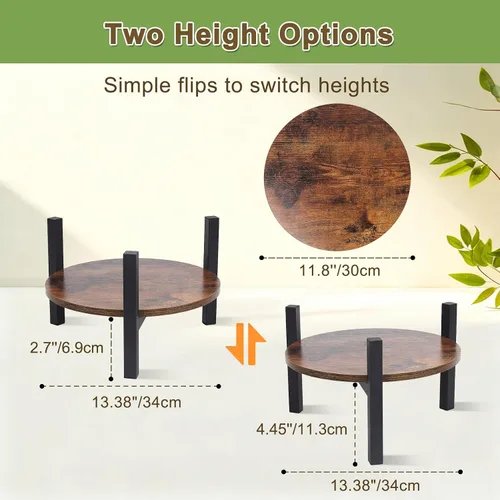 Miniatura 4 de Vigordream Soporte para plantas de interior, taburete de madera de metal resistente resistente para plantas, soporte de maceta baja y corta