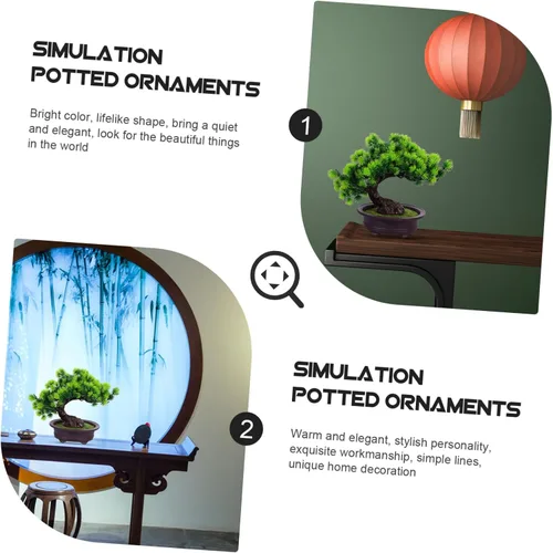Miniatura 3 de NOLITOY Decoración de pino en maceta, plantas de plástico para exteriores, decoración de mesa al aire libre, decoración de oficina pequeña, árbol
