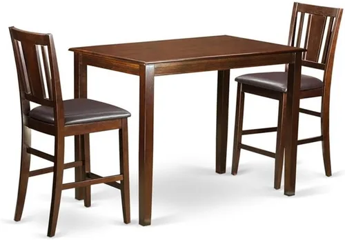 East West Furniture YABU3-MAH-LC - Juego de pub de 3 piezas de altura de mostrador para espacios pequeños que contiene una mesa de comedor