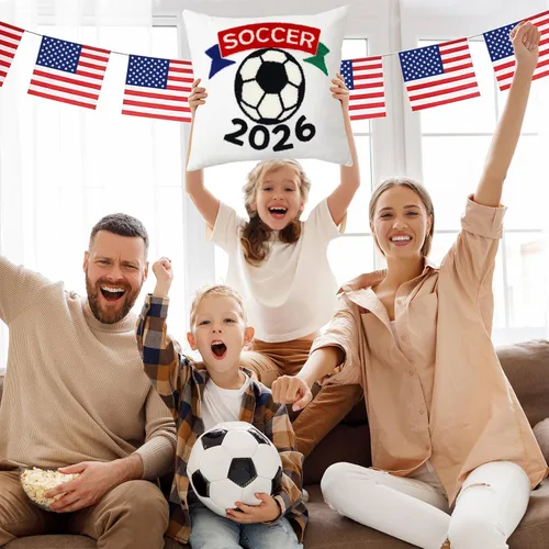 Miniatura 2 de Fundas de almohada decorativas de 18 x 18 pulgadas, 1 unidad para fanáticos del fútbol mundial 2026, fundas de almohada bordadas para sofá, Bola