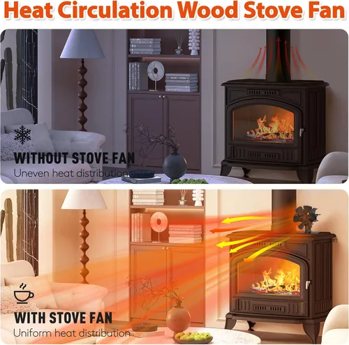 Miniatura 5 de Ventilador de estufa de leña alimentado por calor: ventilador de chimenea pequeño, ventiladores de estufa no eléctrica, se adapta a estufas
