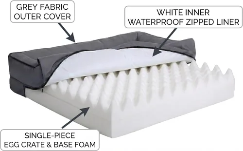 Miniatura 4 de The Dog's Bed - Cama para perros de espuma con soporte para perros XXL, Oxford gris, cama para perro lavable con forro impermeable extraíble, base