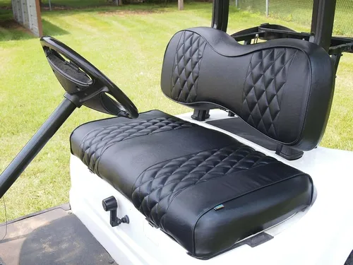 Miniatura 28 de Huskey Parts Company 2 piezas de fundas de asiento para carrito de golf marrón con costura en diamante para Club Car DS 2000.5-2013, vinilo de grado