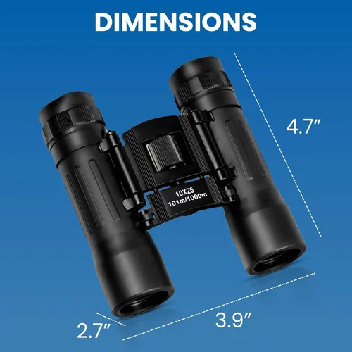 Miniatura 5 de TrekTonic - Binoculares compactos de alta potencia de 10 x 25 para adultos y niños, portátiles con correa para el cuello, observación de aves