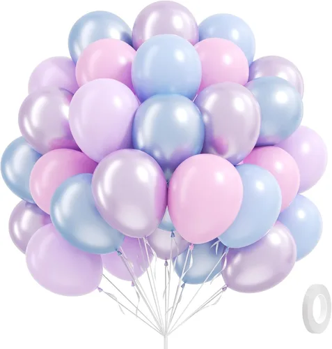 Miniatura 9 de 60 unidades de globos rojos y azules de 12 pulgadas con globos azul marino, azul pizarra y rojo polvoriento para decoraciones de baby shower, Azul