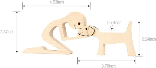 Miniatura 6 de ISHINE Wood Decor Wooden Statue Man and Dog Figurine Handmade Carved Creative Home Office Gift for Men Women Accents Decoration Natural ECO Friendly