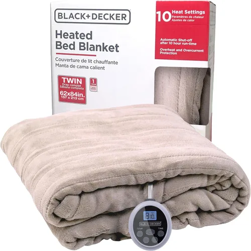 Miniatura 5 de BLACK+DECKER Manta térmica eléctrica, manta eléctrica de piel de oveja sintética, manta térmica con 4 niveles de calefacción, temporizador de 3