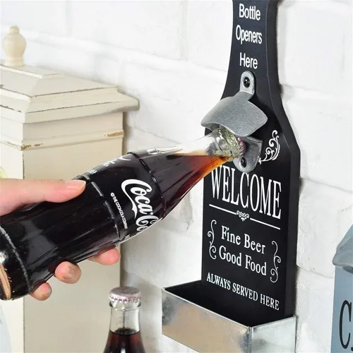 Miniatura 3 de Abrebotellas de pared con forma de cerveza de estilo vintage, abrebotellas montado en la pared, atrapador para hombre, cueva, cocina, bar, pub, 1