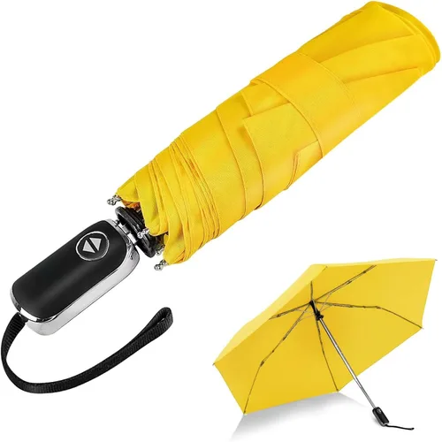 Miniatura 129 de LEAGERA Paraguas de viaje compacto para bolso, mango plano, impermeable para lluvia ligera