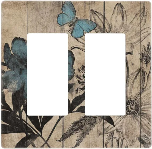 Miniatura 94 de Mid Century Morden Boho - Placa de pared para interruptor de luz dúplex de 1 banda, placa frontal decorativa eléctrica para receptáculo para baño