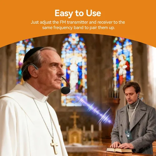 Miniatura 2 de Sistema de traducción para iglesia Retekess con 1 transmisor TR503 y 5 receptores de radio FM PR13, sistema de audición asistida para iglesia