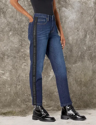 Miniatura 3 de Karl Lagerfeld Paris Women's Straight Leg Logo Taping Mid Rise Jean