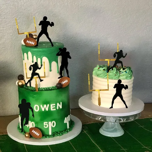 Miniatura 7 de 24 piezas de decoración de pasteles de fútbol para jugadores de pelota de rugby para fiesta de cumpleaños temática de fútbol, suministros de fiesta