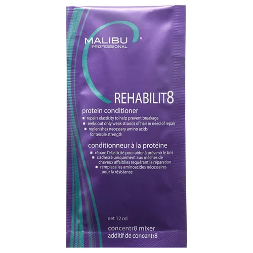 Malibu C REHABILIT8 - Acondicionador de proteínas suavizantes (1 paquete) – Repone la proteína capilar y los aminoácidos para evitar la rotura –