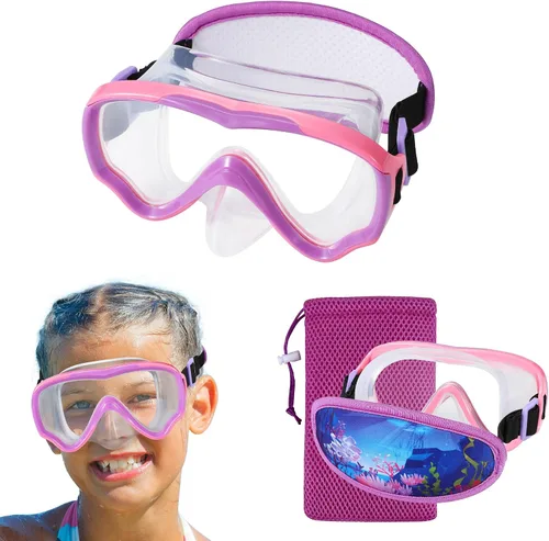 Miniatura 7 de Gafas de natación para niños de 6 a 14 años, máscara de buceo sin enredos, gafas de agua, cubierta de nariz para jóvenes y jóvenes 1 unidad: rosa