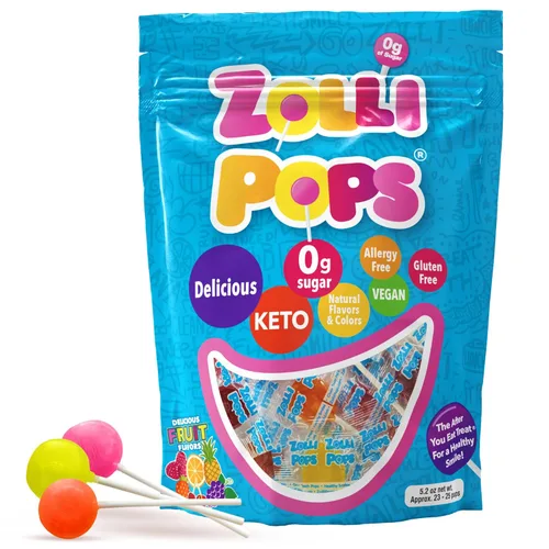 Zollipops Clean Teeth - Paletas sin azúcar para una sonrisa saludable, anticaries, ideal para niños, diabéticos y dieta ceto, variedad de frutas