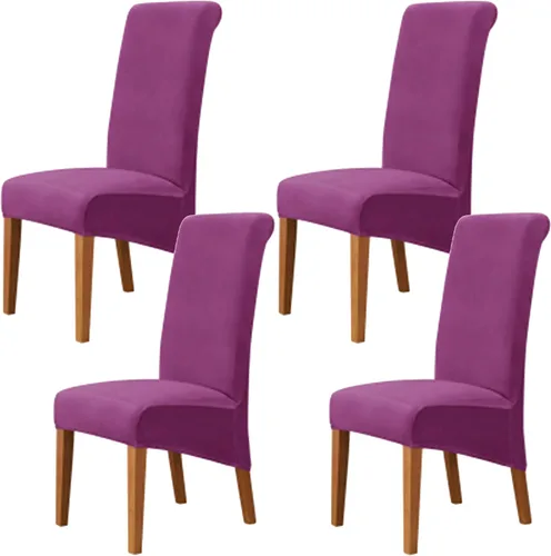 Miniatura 30 de Stretch Velvet Dining Chair Slipcovers Solid Color Armless Chair Cover with Elastic Bottom for Dining Room Kitchen Banquet (Blue, Set of 2)