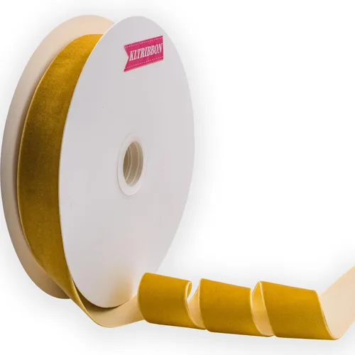 Miniatura 2 de Cinta de terciopelo de nailon de una sola cara, carrete de 1 1/2 pulgadas x 25 yardas (dorado)
