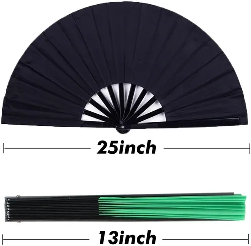 Miniatura 2 de Gionforsy 4 piezas de ventilador de tela de ventilador plegable grande chino Tai Chi ventilador de mano plegable decorativo para fiesta de baile