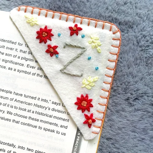 Miniatura 77 de Marcapáginas de esquina bordadas a mano personalizadas, Marcadores para mujeres, Marcador personalizado para los amantes de los libros, lindo Verde