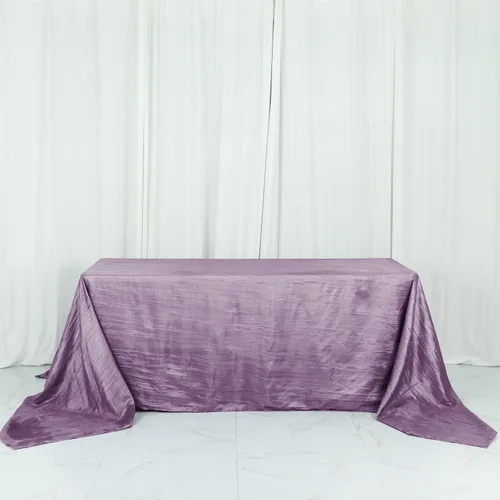Miniatura 26 de Tableclothsfactory Mantel rectangular de tafetán arrugado de acordeón azul polvoriento, de 60 x 102 pulgadas, perfecto para ceremonias de boda