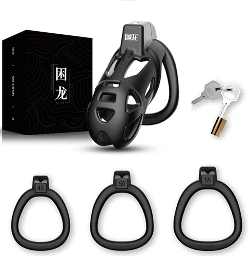 Dispositivo de castidad para hombres con 3 anillos para hombres, 4 tamaños diferentes de dispositivo de jaula de castidad masculina con llave para