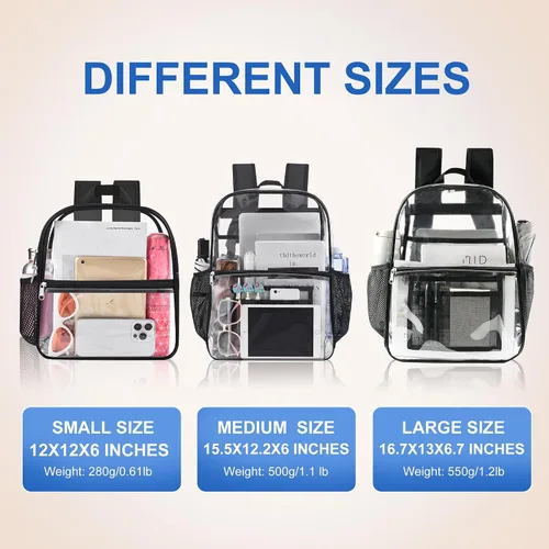 Miniatura 6 de USPECLARE Clear Backpack for Stadium Approved 12×6×12, Water proof Clear Bag for Stadium Events and Concert Work Sport EventBlack